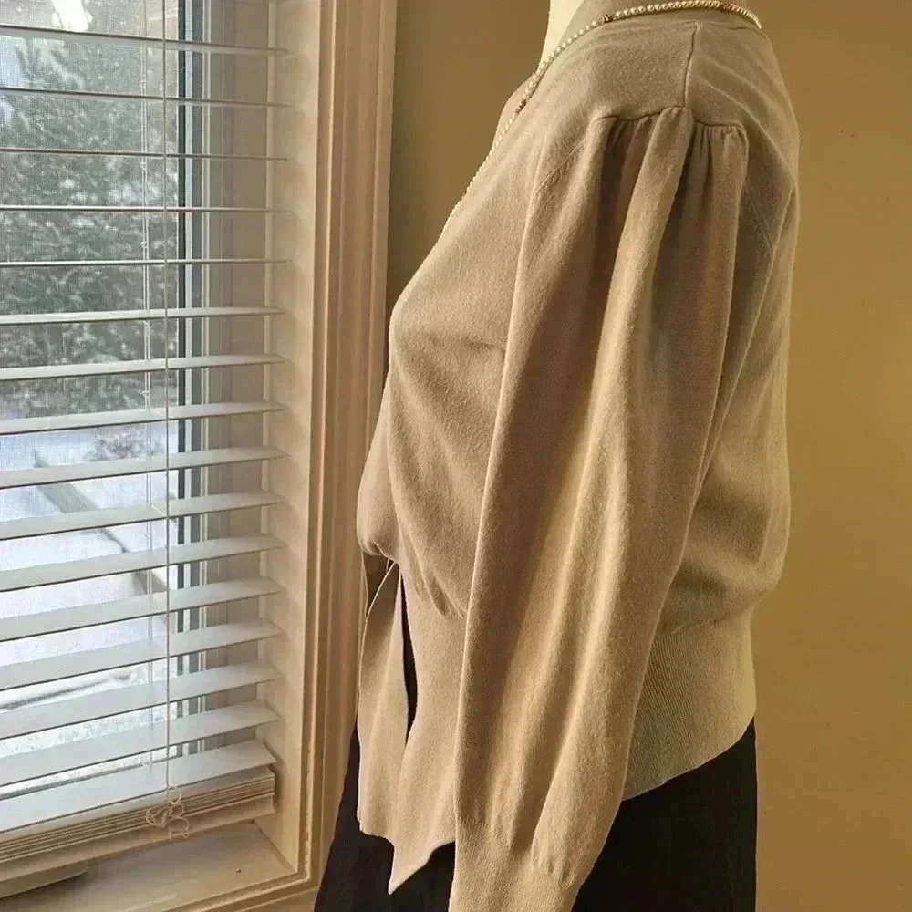[M]Part Two Chianna Short Cardigan With Tie Closure and Ruched  Shoulders - Picture 8 of 15